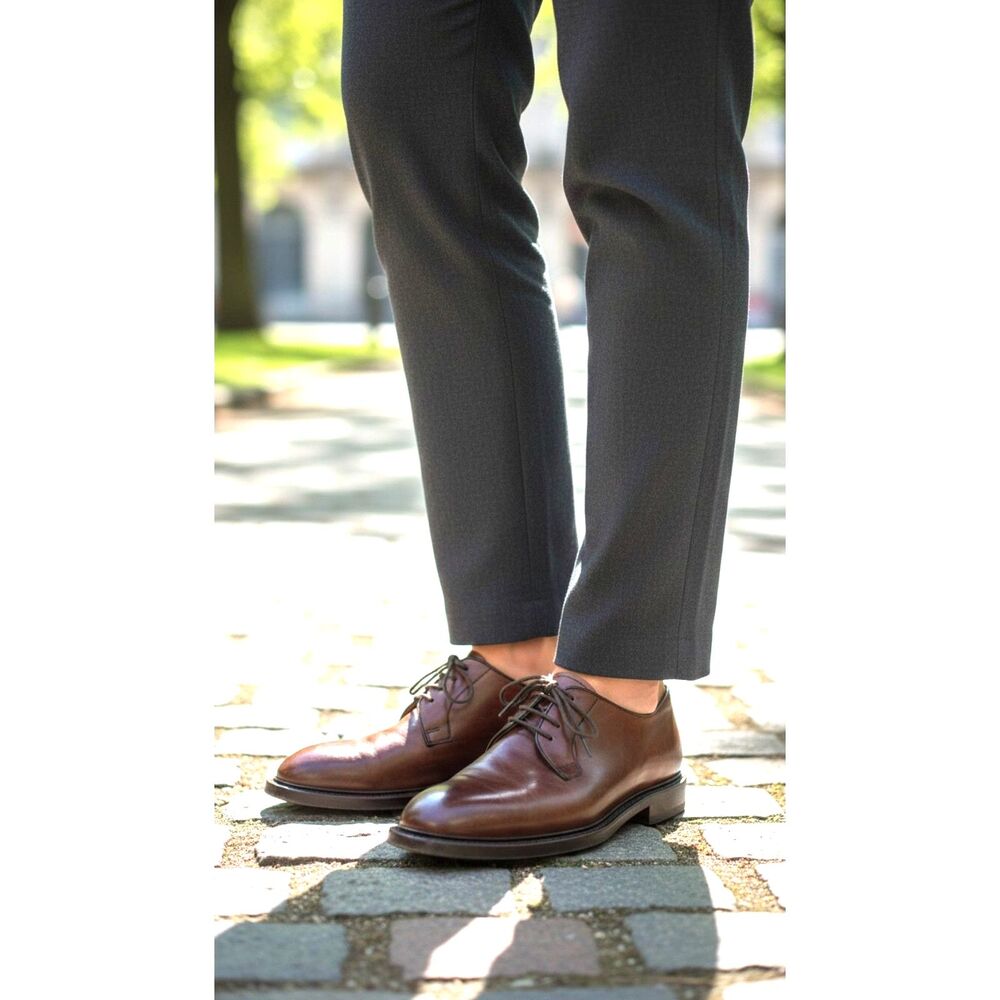 BERGAMO Men's Brown Lace-UP Oxford Dress Shoe Italy Size 9.5 Preppy Academia